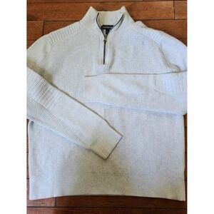 Express Quarter Zip Sweater Mens L Gray Ribbed Cotton Pullover Casual Layering